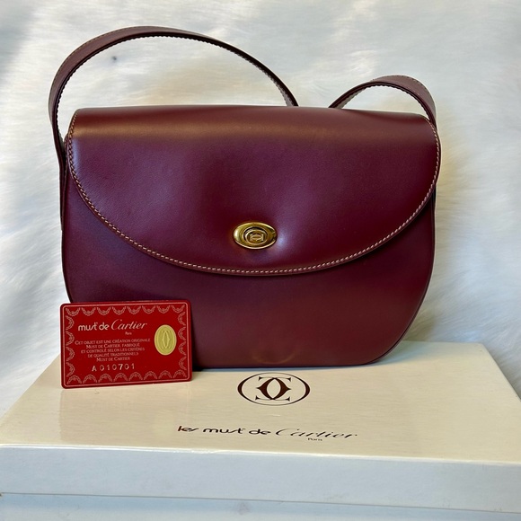 Cartier Handbags - Cartier Deep Burgundy Shoulder Bag